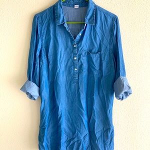 Jean material button up dress
